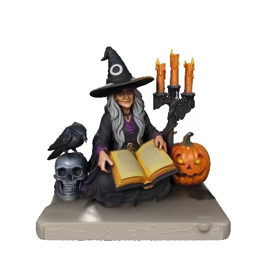 4314 Witch with Skull and Pumpkin – Color 3D Model STL DND-1