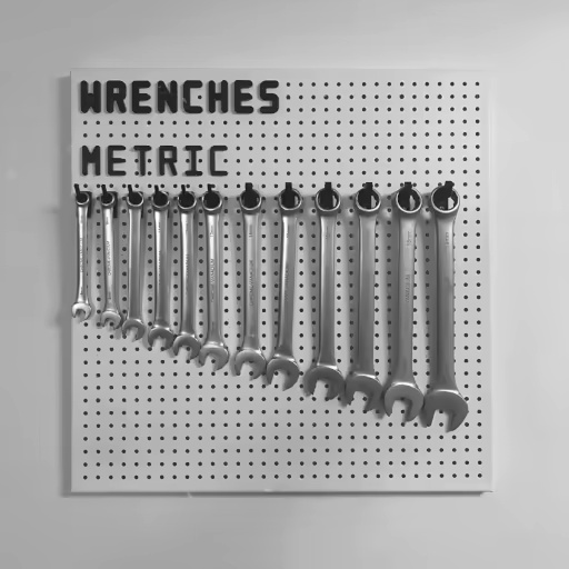 Pegboard kit (Biltema) - Monopeg Rounded typeface