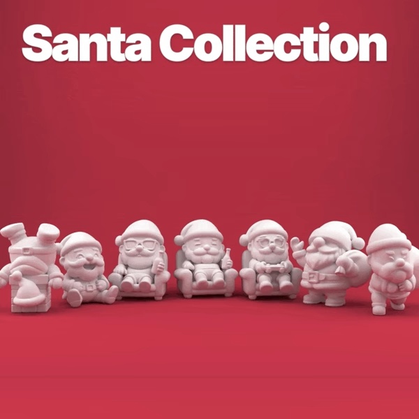 Santa Claus 3D Printable Figures Pack – Cute Christmas Santa