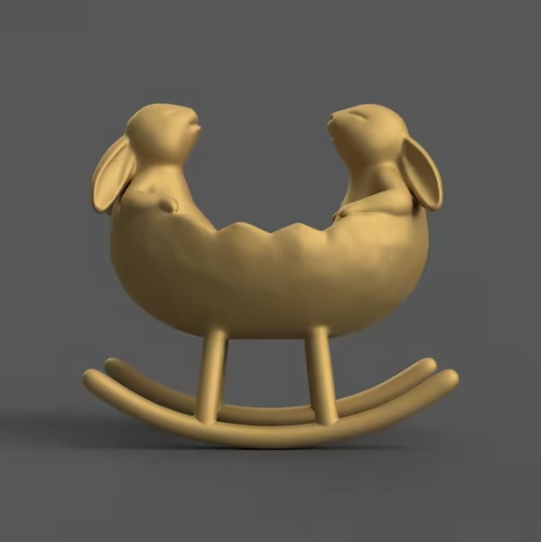 Bunny Rocking Cradle – Cute Easter 3D Model for Decoration
