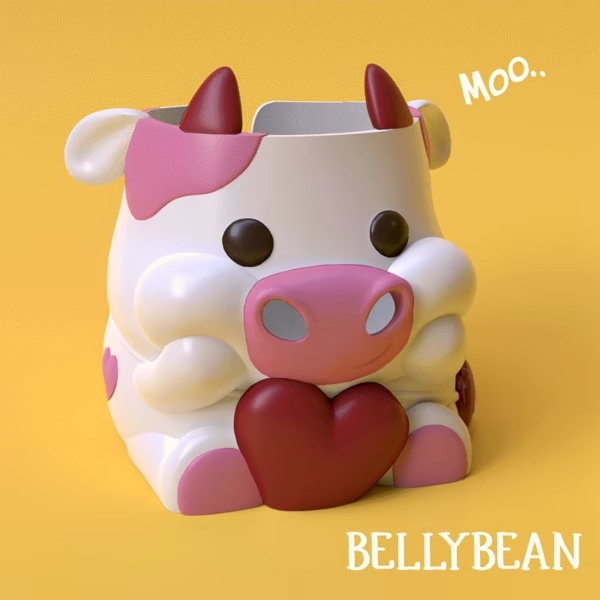 Carino il supporto per la ciotola per filati Valentine Cow Strawberry per lavorare a maglia