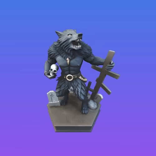 4250 Werewolf with Skull – Minimalist Statue  STL DND ARTE-2
