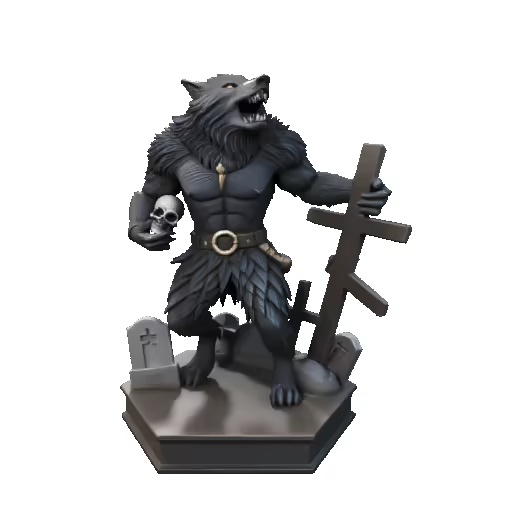 4250 Werewolf with Skull – Minimalist Statue  STL DND ARTE-1