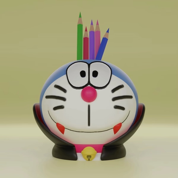 Cesta de Halloween, macetero y portalápices de Doraemon vampiro-0