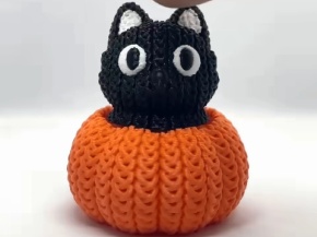 Knitted Pumpkin Cat Clicker