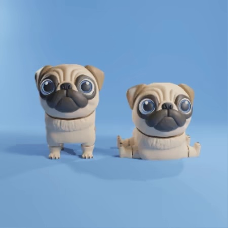 巴哥犬 FLEXI - 关节可动 - STL 与 3MF 多色