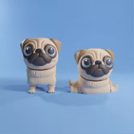 Home page module: PUG DOG FLEXI - ARTICULATED - STL & 3MF MULTICOLOR