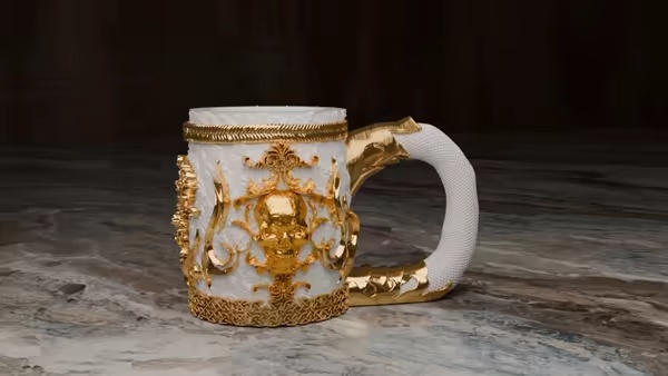 Ornamentale schedelmok - blikjeshouder