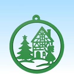 Wallart xmas elsass house scenic Scherenschnitt