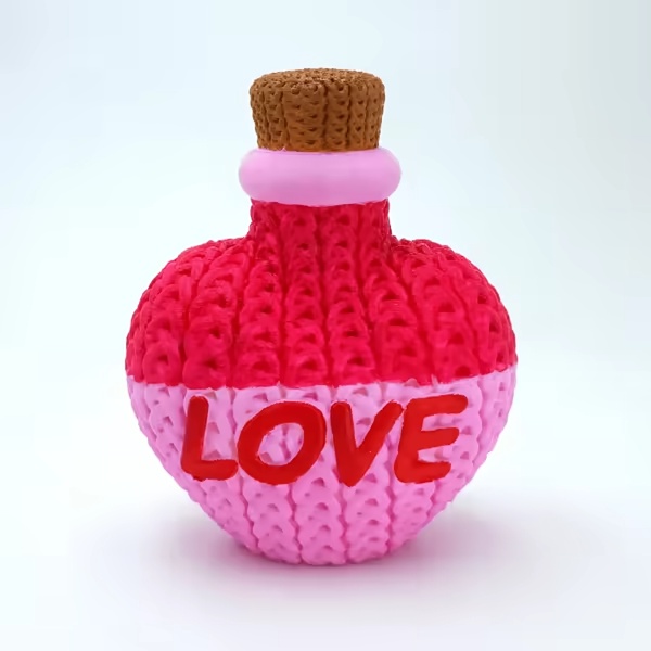 Frasco de Poção do Amor em Tricô (fofo)
