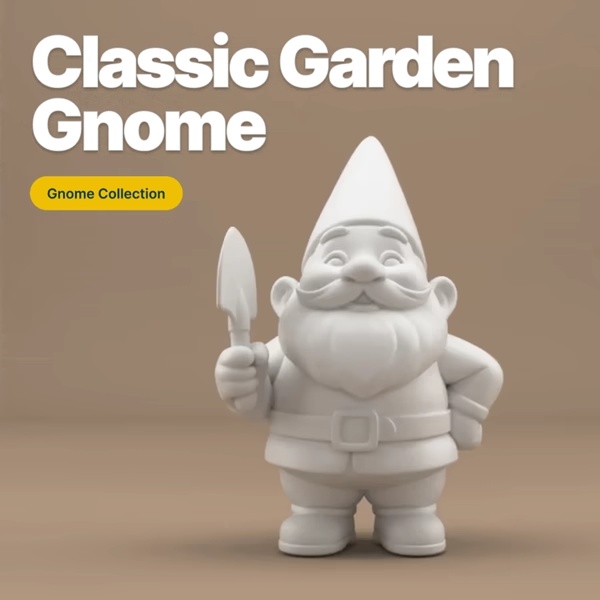 Garden Gnome with Shovel – Chubby Gnome STL for 3D Printing