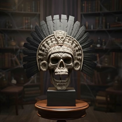Silbato de la Muerte con Calavera Azteca – Mictlantecuhtli – Artefacto de la Bóveda