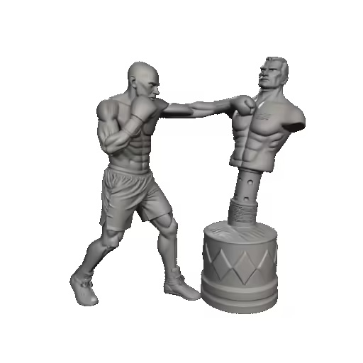 Boxer Training with Punching Dummy-1