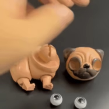 CÃO PUG FLEXI - ARTICULADO - STL &amp; 3MF MULTICOLOR-4