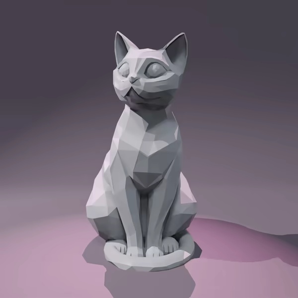 Regal Geometric Cat – Low Poly Statue