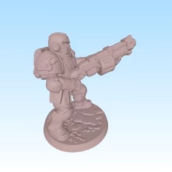 armored futuristic cop with grenade launcher