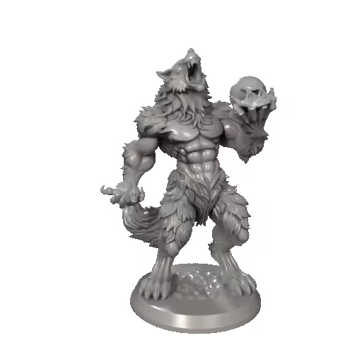 4104 Howling Werewolf with Skull 3D Printed Statue STL DND-2