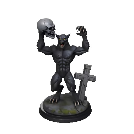 4217 Werewolf Howling with Skull Minimalist Statue STL DND-2