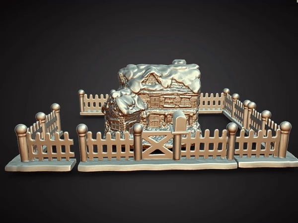 christmas village house  and fences