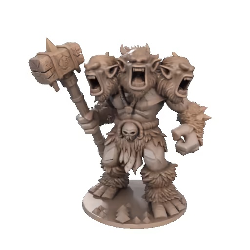 3383 Three-Headed Roaring Troll  3D-Printed Bronze-Style STL-1