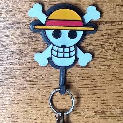 MW Mugiwara Skull Pirate Keychain Holder Straw Hat Halloween-0