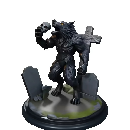 4446 Werewolf with Skull – Minimalist Statue  STL DND ARTE-1