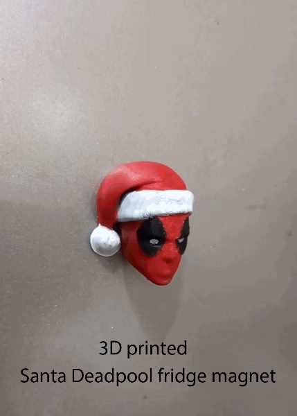 santa Deadpool fridge magnet (print in place No Supports)
