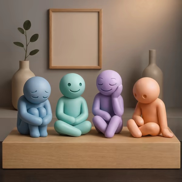 Emotional Sitting Figures  Set of 4 Minimal Mood Sculptures