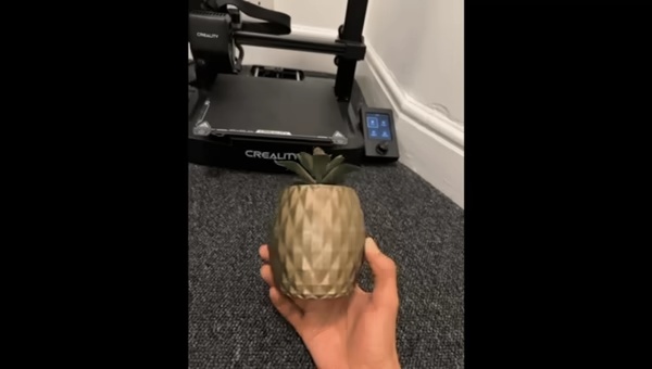 隠し収納付き3Dプリント用パイナップルプランター