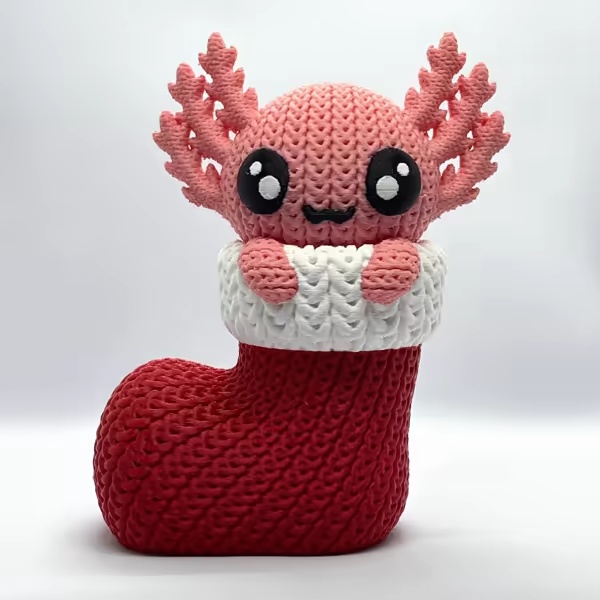 Gestrickter Weihnachtsaxolotl
