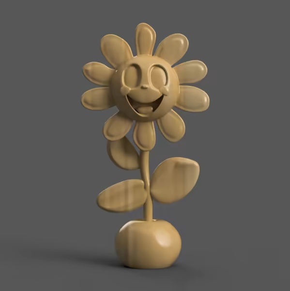 Cute Smiling Flower 3D STL – Fun Decoration Gift