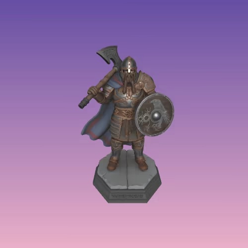 4327 Viking Warrior with Shield and Axe Ivory-Style STL DND-2