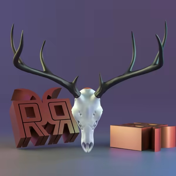 Deer Skull – Multi-Part Assembly Model-0