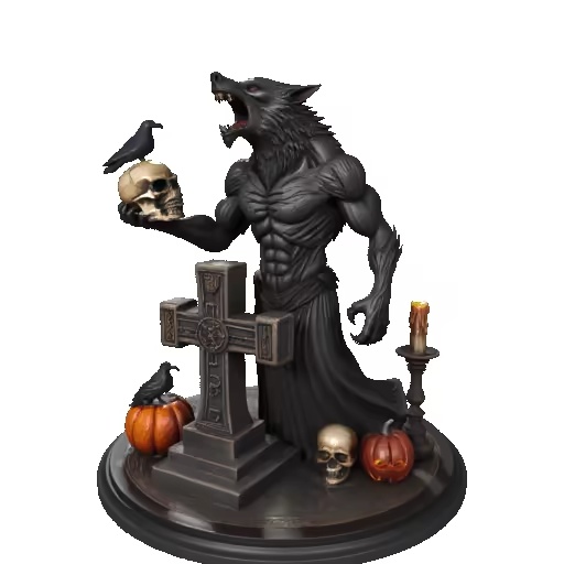 4315 Werewolf with Skull – Minimalist Statue  STL DND ARTE-1
