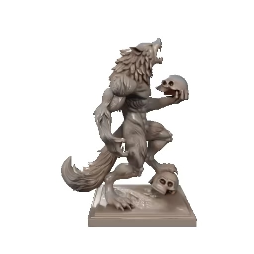 4162  Werewolf Howling with Skull – Minimalist Statue  STL-2
