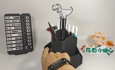 Rotating Pen Holder and Task Planner 旋转笔筒 计划打卡器-5