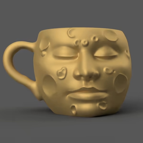 Tazza a volto lunare - vaso - portacaramelle - urna - portacandele