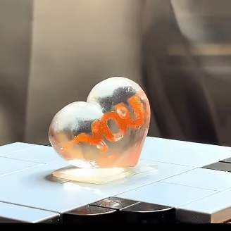 Love You Transparent Heart Figurine with Inner Inscription