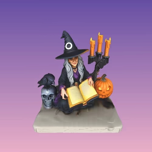 4314 Witch with Skull and Pumpkin – Color 3D Model STL DND-2