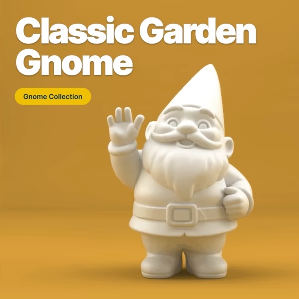 Cute Waving Garden Gnome – Friendly 3D Printable Gnome Figur-0