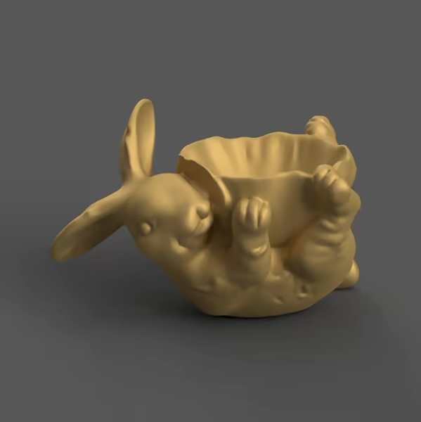 Bunny Holding Flower Planter urn candy container