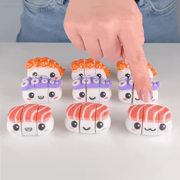 Cute Flexi Sushi Nigiri Octopus, Fun Keychain Toy-3