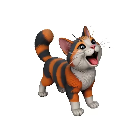4043 Laughing Kitten 3D-Printed Minimalist-Style Statue STL-3