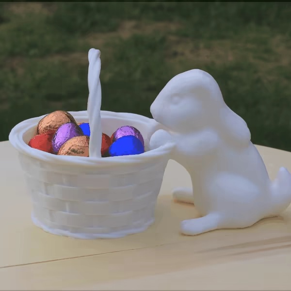 Wunderschöner Osterhase mit süßem Korb für Eier-0