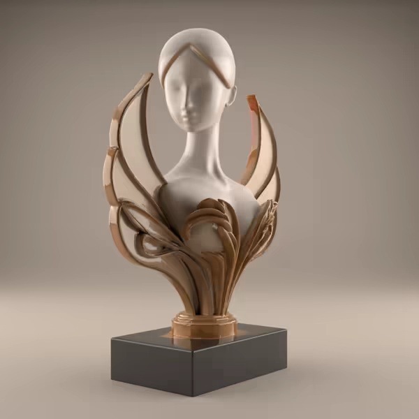 Elegant Woman Bust STL – Modern Art 3D Print for Decor