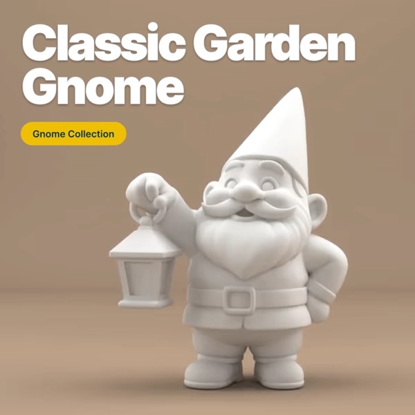 Cute Garden Gnome with Lantern – 3D Printable Fantasy Gnome