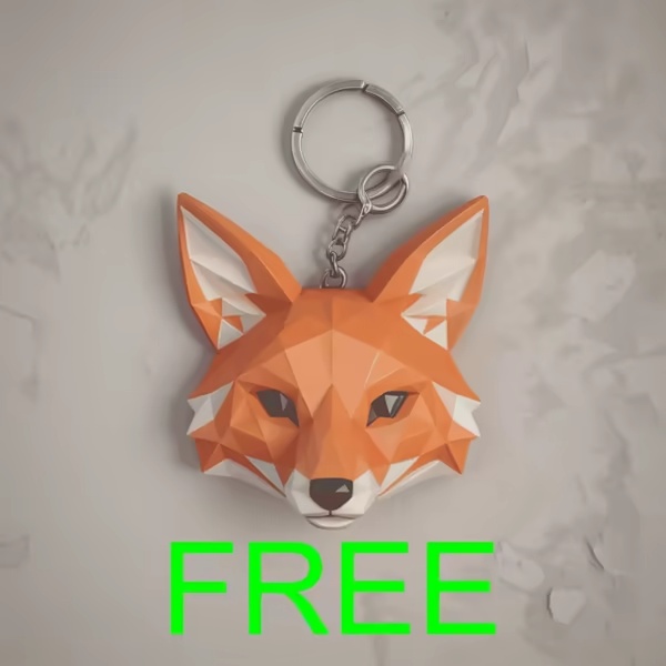 Low Poly Fox Keychain-0