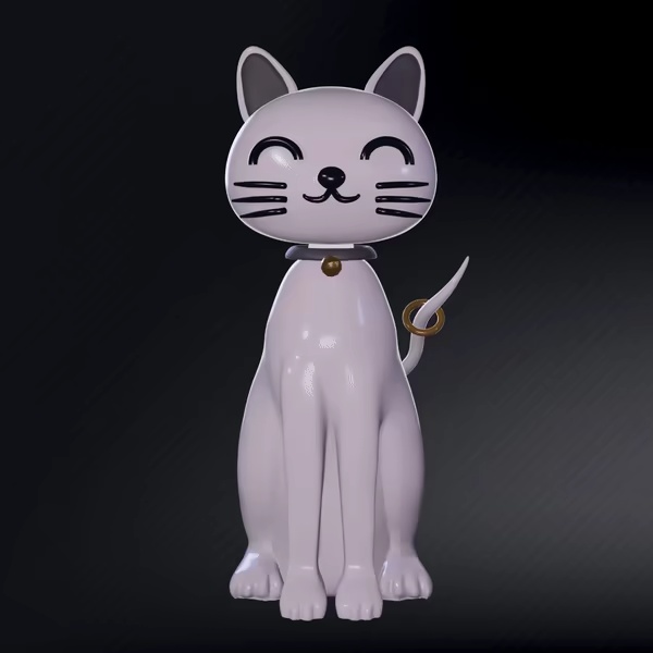 White Cat Cute ( Kawaii =^o^= ) Statue 🐈