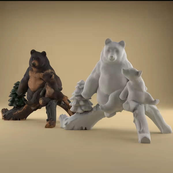Bear Mom and Baby on Tree STL – Cute 3D Gift for Mother