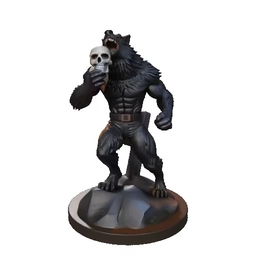 4444 Werewolf with Skull – Minimalist Statue  STL DND ARTE-1